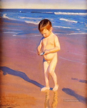 Gathering Shells On The beach Child impressionism Oil Paintings